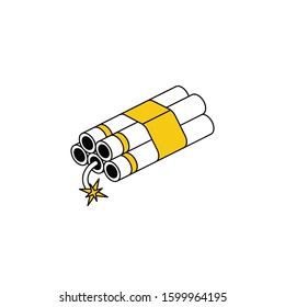 Bomb abstract dynamite. Vector line, 3d stroke isometric, color web icon, new flat style. Creative illustration design, abstract idea for infographics.