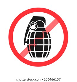 Bomb ban outline vector icon. No war. Prohibition sign. Restriction symbol. Detonation blast. Attention concept. Warning element. Explosion. Dynamite. Isolated vector illustration.