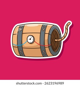 Barril de bomba dinamita Vector de dibujos animados icono de pegatina o concepto de ilustración de símbolos adecuado para muchos eventos