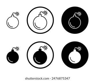 Bombe schwarz gefüllt und umrissen Icon-Set