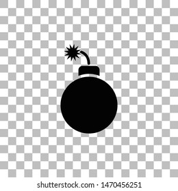 Bomb. Black flat icon on a transparent background. Pictogram for your project