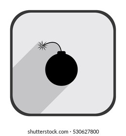 Bomb - black vector icon  with long shadow