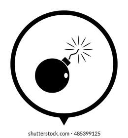 bomb - black vector  icon; map pointer
