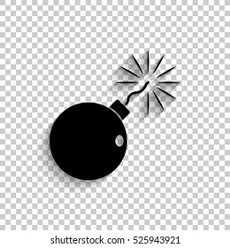 bomb - black vector icon  with shadow