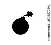 Bomb black and white flat vector icon design. Bomb symbol and clip art
