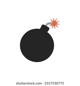 Bomb black and white flat vector icon design. Bomb symbol and clip art