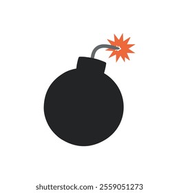 Bomb black and white flat vector icon design. Bomb symbol and clip art