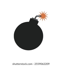 Bomb black and white flat vector icon design. Bomb symbol and clip art
