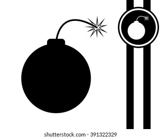 bomb - black and white vector icon