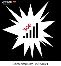 Bomb, blast. Explosion, cotton. Flash, an explosion on a black background. no signal, poor signal strength, signal strength indicator, vector illustration, EPS 10