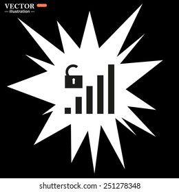Bomb, blast. Explosion, cotton. Flash, an explosion on a black background. signal strength indicator, open access , vector illustration, EPS 10