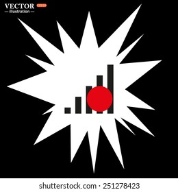 Bomb, blast. Explosion, cotton. Flash, an explosion on a black background. no signal, poor signal strength, signal strength indicator, vector illustration, EPS 10