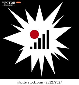 Bomb, blast. Explosion, cotton. Flash, an explosion on a black background. no signal, poor signal strength, signal strength indicator, vector illustration, EPS 10