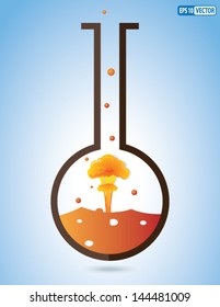 Bomb Blast in Flask - Abstract Creative Concept for Science, War, Experiment, Invention and many other ideas. - Vector Background