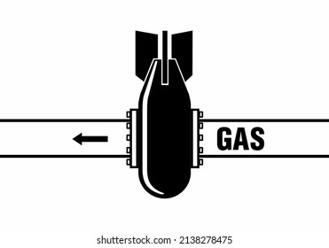 The bomb blocks the natural gas supply pipe. Political poster