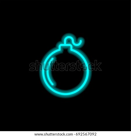 Bomb blue glowing neon ui ux icon. Glowing sign logo vector