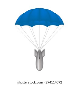 Bomb at blue parachute