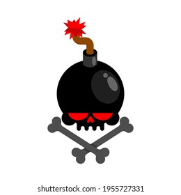 Bombe mit Knochen. Piraten-Schild. Vektorgrafik