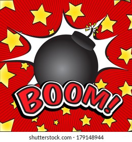 Bomb Boom ! Comic Speech Bubble, Cartoon 