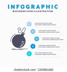 Bomb, boom, danger, ddos, explosion Infographics Template for Website and Presentation. GLyph Gray icon with Blue infographic style vector illustration.