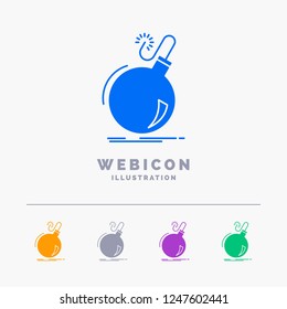 Bomb, boom, danger, ddos, explosion 5 Color Glyph Web Icon Template isolated on white. Vector illustration