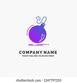Bomb, boom, danger, ddos, explosion Purple Business Logo Template. Place for Tagline.