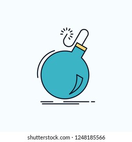 Bomb, boom, danger, ddos, explosion Flat Icon. green and Yellow sign and symbols for website and Mobile appliation. vector illustration