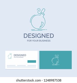 Bomb, boom, danger, ddos, explosion Business Logo Line Icon Symbol for your business. Turquoise Business Cards with Brand logo template