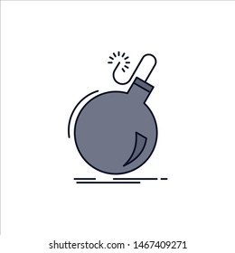 Bomb, boom, danger, ddos, explosion Flat Color Icon Vector. Vector Icon Template background