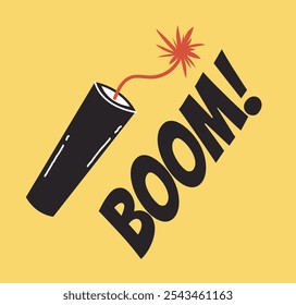 Concepto de efecto dinamita de bomba. Ilustración de Diseño gráfico plano de Vector