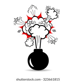 Bomb boom vector icon isolated on white background