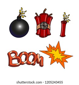 Bomb boom vector illustration set
