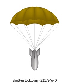 Bomb at brown parachute