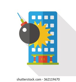 bomb the building flat icon