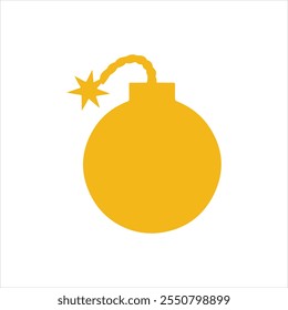 bomba con una mecha en llamas Vector plano, bomba de dibujos animados con mecha en llamas, icono de bomba. Navidades o feliz año Nuevo, bomba 