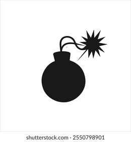 bomb with a burning fuse flat vector, Cartoon bomb with burning fuse, Bomb icon. Christmas or happy New Year, Bomb 