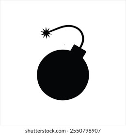 bomb with a burning fuse flat vector, Cartoon bomb with burning fuse, Bomb icon. Christmas or happy New Year, Bomb 