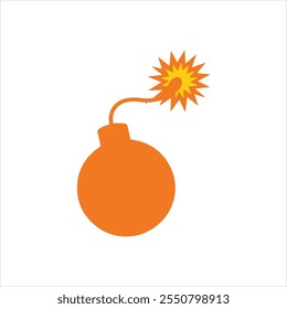 bomba com um vetor plano de fusível em chamas, bomba de desenhos animados com fusível em chamas, ícone da bomba. Natal ou feliz Ano Novo, Bomba 