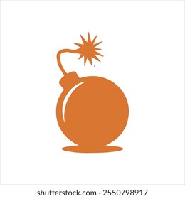 bomb with a burning fuse flat vector, Cartoon bomb with burning fuse, Bomb icon. Christmas or happy New Year, Bomb 
