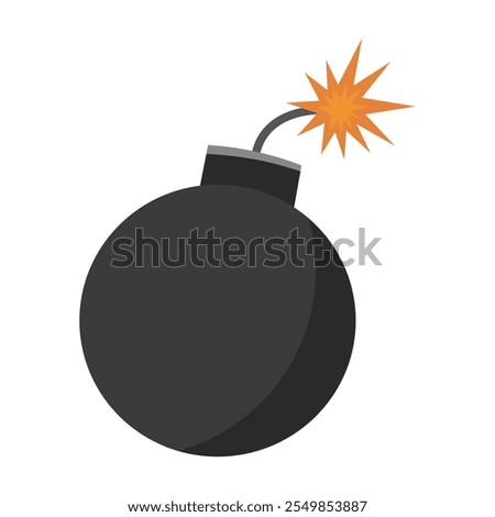 bomb with a burning fuse flat vector isolated on white background, bomb icon 