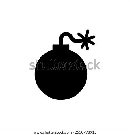 bomb with a burning fuse flat vector, Cartoon bomb with burning fuse, Bomb icon. Christmas or happy New Year, Bomb 