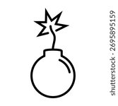 Bomb with Burning Fuse Line Icon