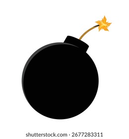 Bomb with burning fuse. Ready to explode. Isolated on white background. Bomb icon. Vector