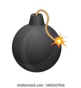 Bomb with burning fuse vector illustration isolated on white background