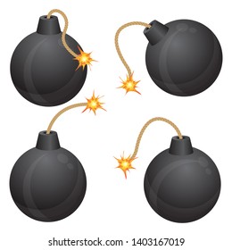 Bomb with burning fuse vector illustration isolated on white background