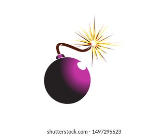Bomb with burning fuse vector illustration isolated on white background