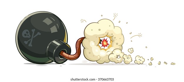 Bomba com fusível em chamas. Ilustração vetorial. Isolado no plano de fundo transparente.