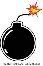 bomb with burning fuse vector illustrations