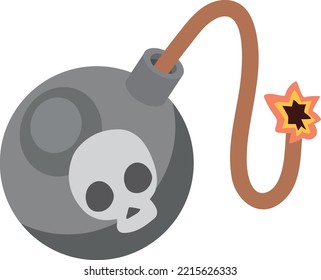 Bombe mit brennendem Schwanz. Cartoon-Sprengsymbol