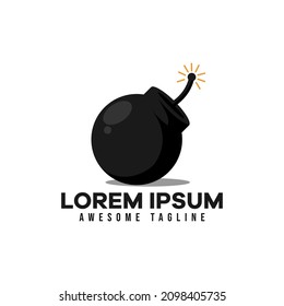 bomba con el logo de la mecha ardiente. ilustración vectorial moderna adecuada para señales peligrosas. estilo de color plano.